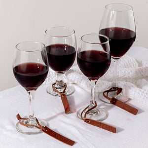 Wine glass markers genuine leather